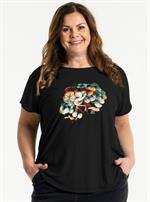 Gozzip - Gitte T-shirt, Sort Med Blomster